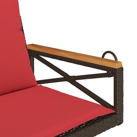 Schommelbank met kussens 63x62x40 cm poly rattan bruin 7