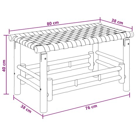 Tuinbank Naturel 80 x 38 x 40 cm Bamboe 6