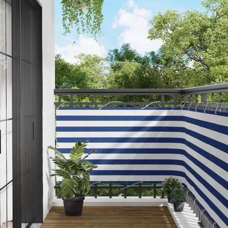 Balkonscherm Blauw en Wit 100 x 200 cm Oxford Stof 1