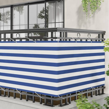 Balkonscherm Blauw en Wit 100 x 200 cm Oxford Stof 3