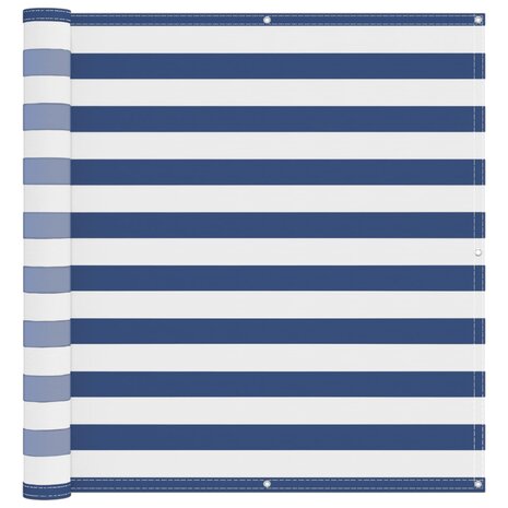 Balkonscherm Blauw en Wit 110 x 300 cm Oxford Stof 2