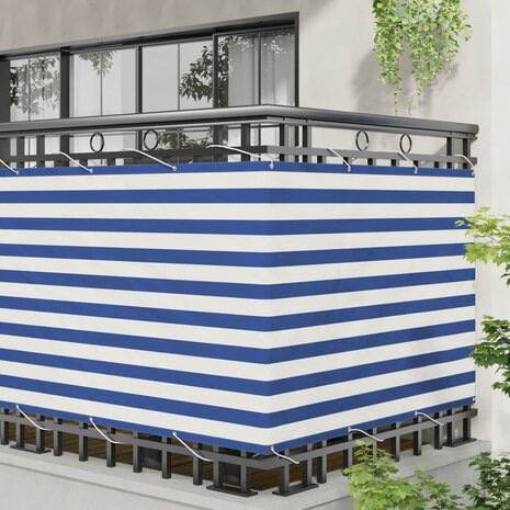 Balkonscherm Blauw en Wit 110 x 300 cm Oxford Stof 3