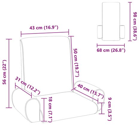 Vloerstoel Zand 68 x 51 x 56 cm Grove Fluweel 11
