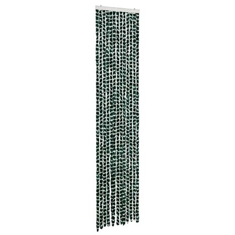 Vliegengordijn 56x200 cm chenille groen en wit 2
