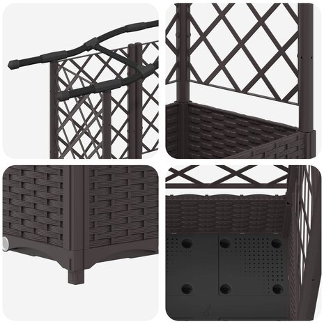Verhoogde tuinbak met Trellis en Dak Bruin 124 x 40 x 126 cm PP 6