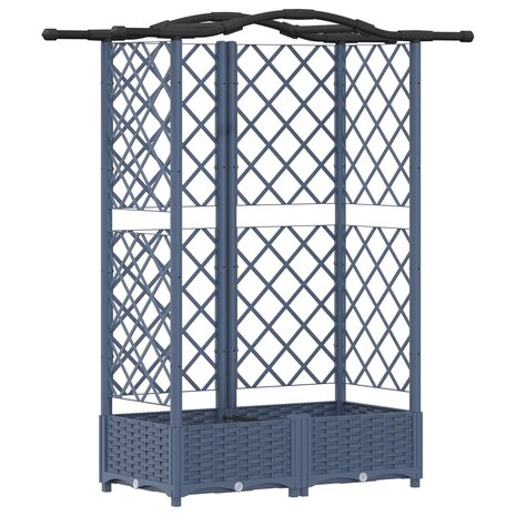 Verhoogde tuinbak met Trellis en Dak Grijs 124 x 40 x 126 cm PP 2