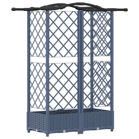 Verhoogde tuinbak met Trellis en Dak Grijs 124 x 40 x 126 cm PP 5