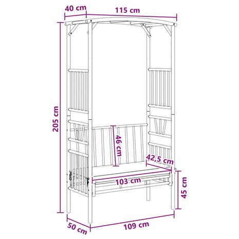 Tuinboog met Bank Naturel 115 x 50 x 205 cm Bamboe 8
