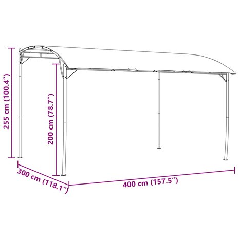 Prieel 4 x 3 x 2,55 m Groen Stof en Aluminium 180 8