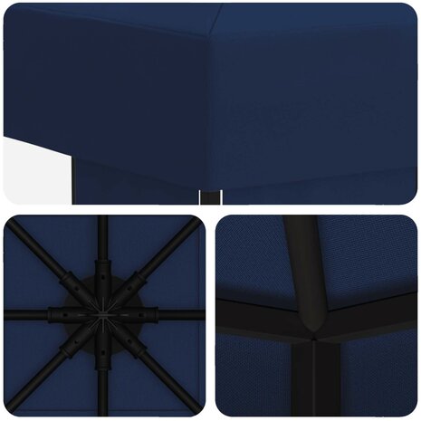 Prieel 3 x 3 m Blauw Polyester en staal 190 5