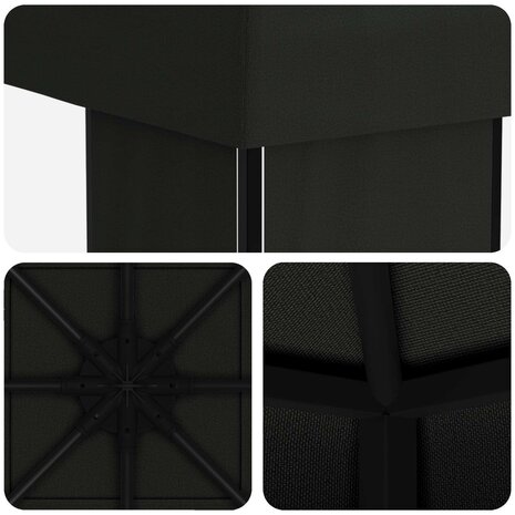 Prieel 4 &times; 3 m Zwart Polyester en staal 190 5