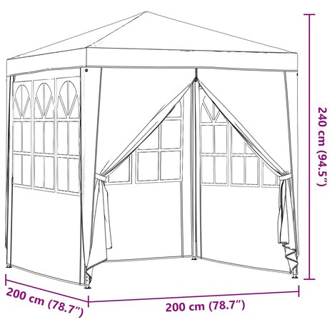 Partytent Lichtgrijs 200 x 200 x 240 cm PE en staal 11