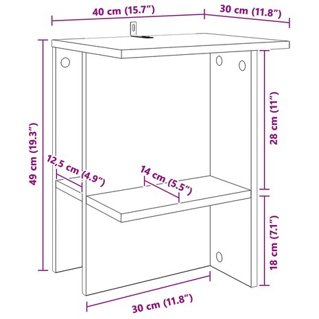 Salontafel Sonoma Eiken 40 x 30 x 49 cm Bewerkt hout 7