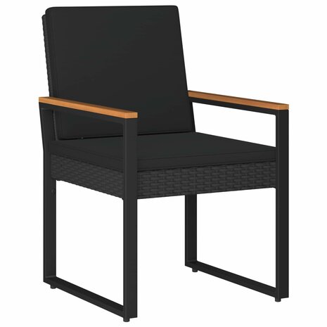 Buitenmeubelset met kussen 3 pcs Zwart poly rattan 4