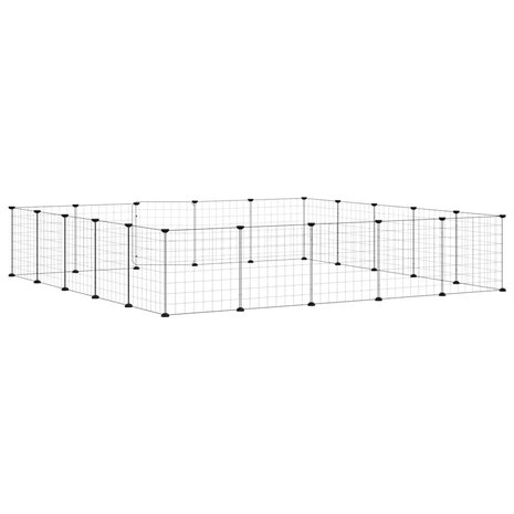 Vrijloophok met deur 20 panelen 35x35 cm staal zwart 6