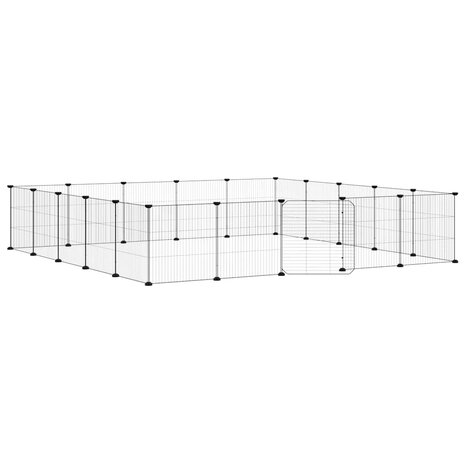 Vrijloophok met deur 20 panelen 35x35 cm staal zwart 2