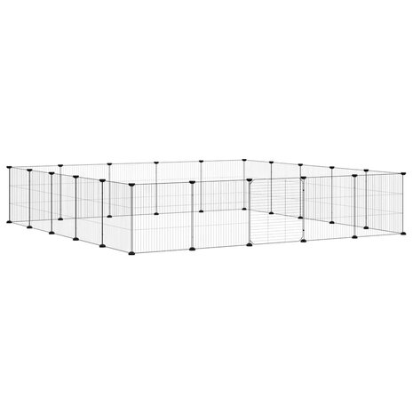 Vrijloophok met deur 20 panelen 35x35 cm staal zwart 3