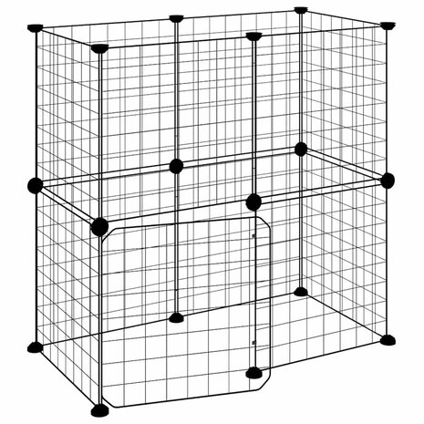 Vrijloophok met deur 12 panelen 35x35 cm staal zwart 2