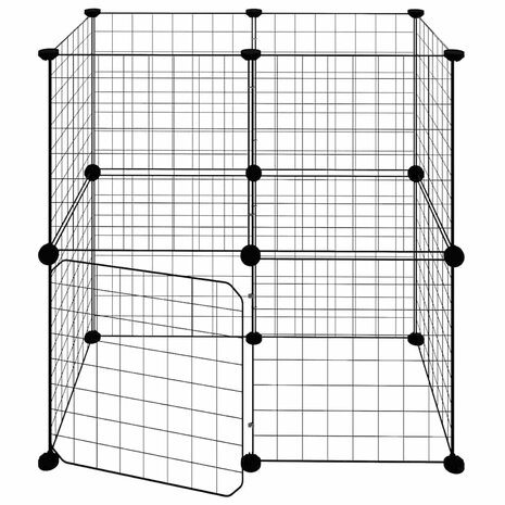 Vrijloophok met deur 12 panelen 35x35 cm staal zwart 5