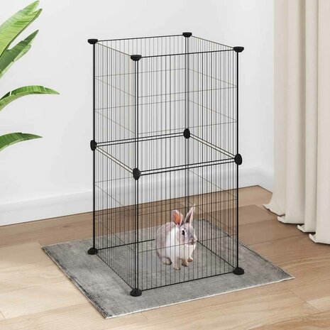 Vrijloophok met 8 panelen 35x35 cm staal zwart 1
