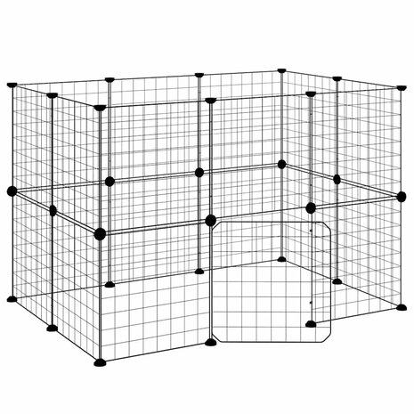 Vrijloophok met deur 20 panelen 35x35 cm staal zwart 2