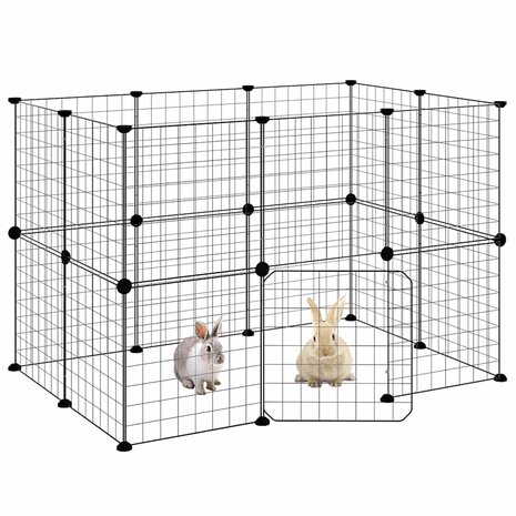 Vrijloophok met deur 20 panelen 35x35 cm staal zwart 3