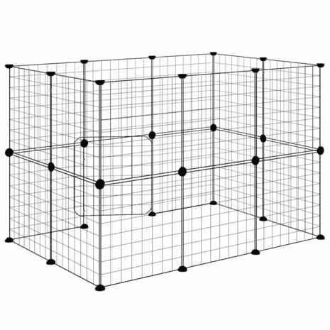 Vrijloophok met deur 20 panelen 35x35 cm staal zwart 7