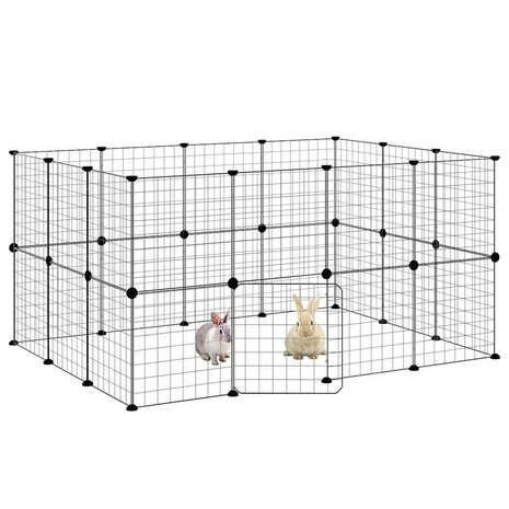 Vrijloophok met deur 28 panelen 35x35 cm staal zwart 3