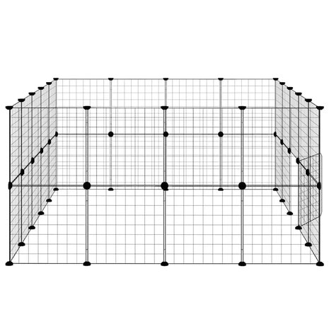 Vrijloophok met deur 36 panelen 35x35 cm staal zwart 6