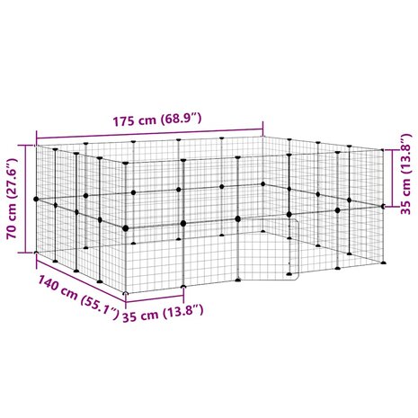Vrijloophok met deur 36 panelen 35x35 cm staal zwart 9