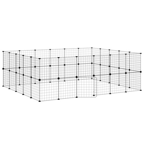 Vrijloophok met deur 44 panelen 35x35 cm staal zwart 2