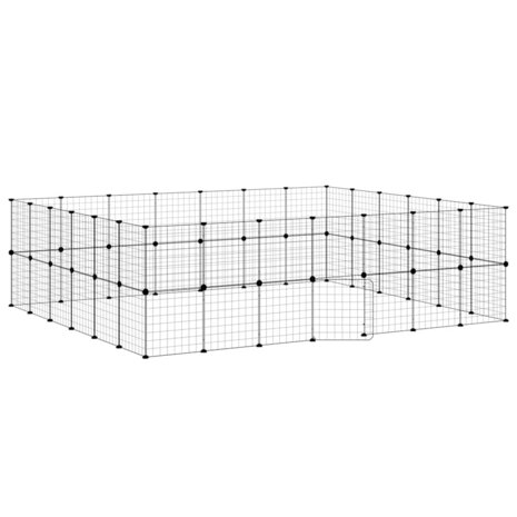 Vrijloophok met deur 52 panelen 35x35 cm staal zwart 2
