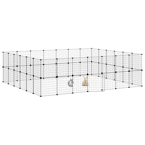 Vrijloophok met deur 52 panelen 35x35 cm staal zwart 3