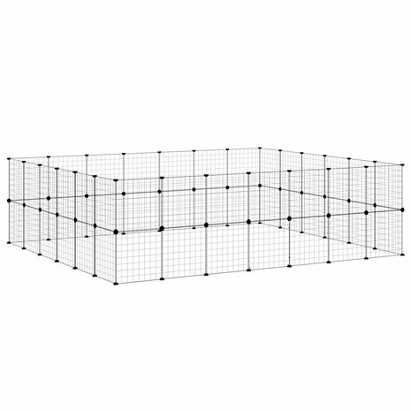 Vrijloophok met deur 52 panelen 35x35 cm staal zwart 4