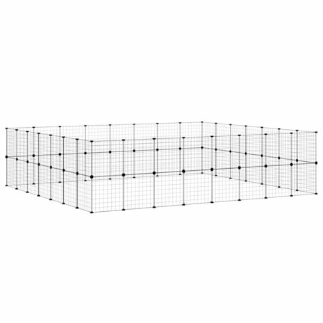 Vrijloophok met deur 60 panelen 35x35 cm staal zwart 4