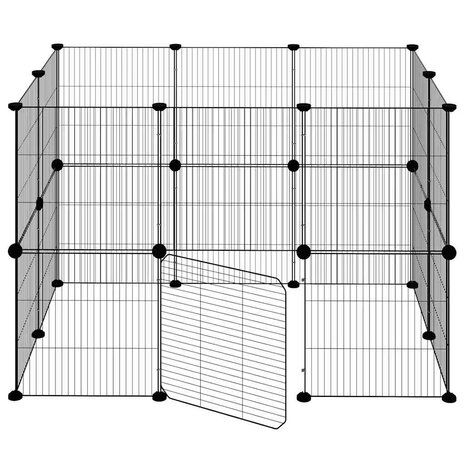 Vrijloophok met deur 20 panelen 35x35 cm staal zwart 5