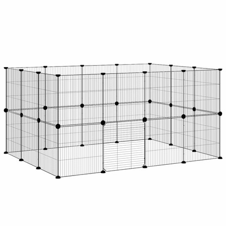 Vrijloophok met deur 28 panelen 35x35 cm staal zwart 4