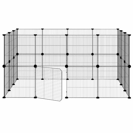 Vrijloophok met deur 28 panelen 35x35 cm staal zwart 5