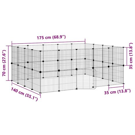 Vrijloophok met deur 36 panelen 35x35 cm staal zwart 9