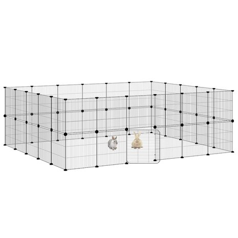 Vrijloophok met deur 44 panelen 35x35 cm staal zwart 3