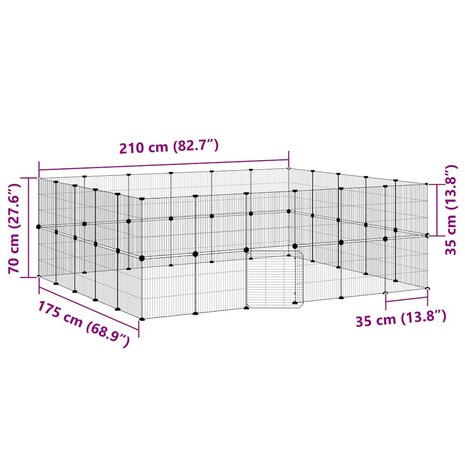 Vrijloophok met deur 44 panelen 35x35 cm staal zwart 9