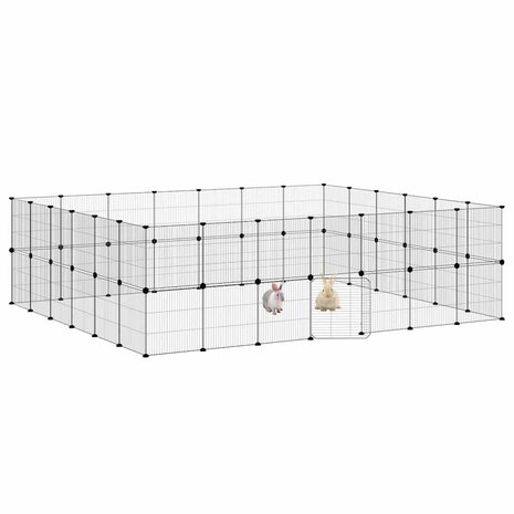 Vrijloophok met deur 52 panelen 35x35 cm staal zwart 3