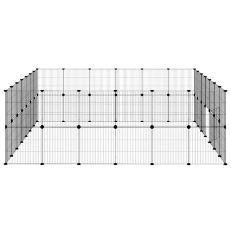 Vrijloophok met deur 52 panelen 35x35 cm staal zwart 6