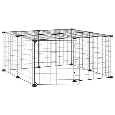 Vrijloophok met deur 12 panelen 35x35 cm staal zwart 2