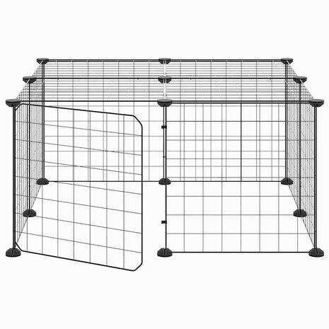 Vrijloophok met deur 12 panelen 35x35 cm staal zwart 4