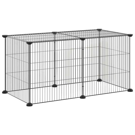Vrijloophok met 8 panelen 35x35 cm staal zwart 2
