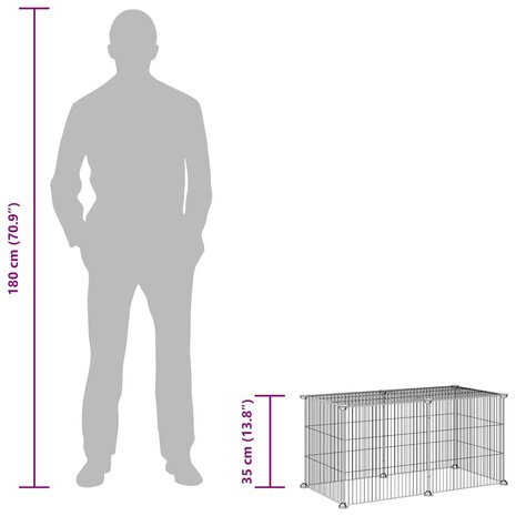 Vrijloophok met 8 panelen 35x35 cm staal zwart 8