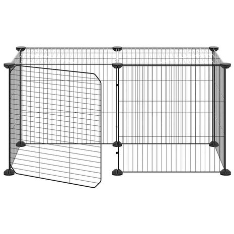 Vrijloophok met deur 8 panelen 35x35 cm staal zwart 4