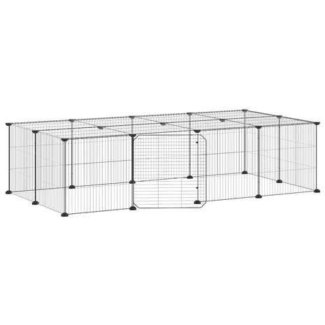 Vrijloophok met deur 20 panelen 35x35 cm staal zwart 2