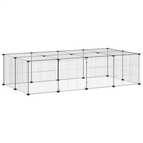Vrijloophok met deur 20 panelen 35x35 cm staal zwart 3